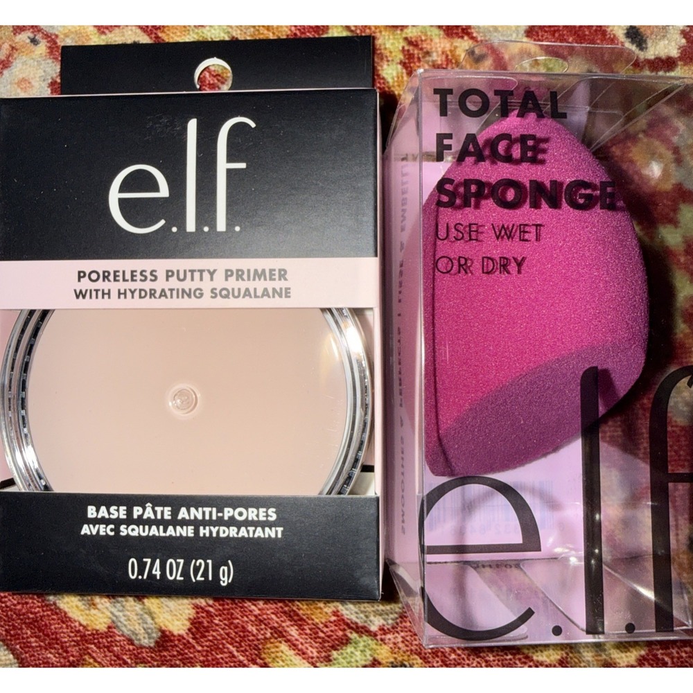 e.l.f. Poreless Putty Primer with Hydrating‎ Squalane And e.l.f. Face Sponge
